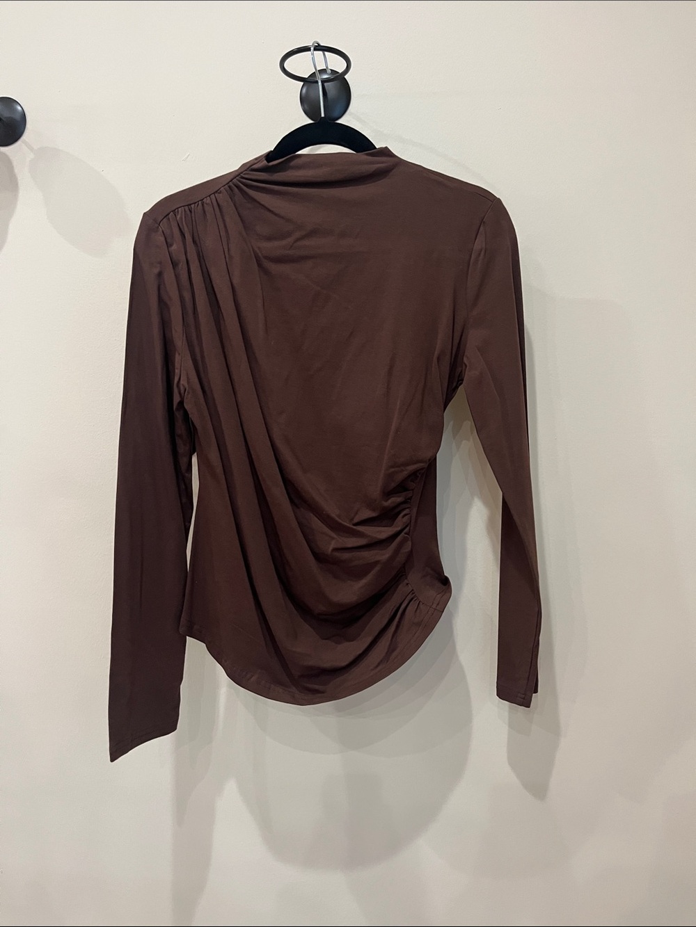 SHEIN Brown Rouched Long Sleeve Top